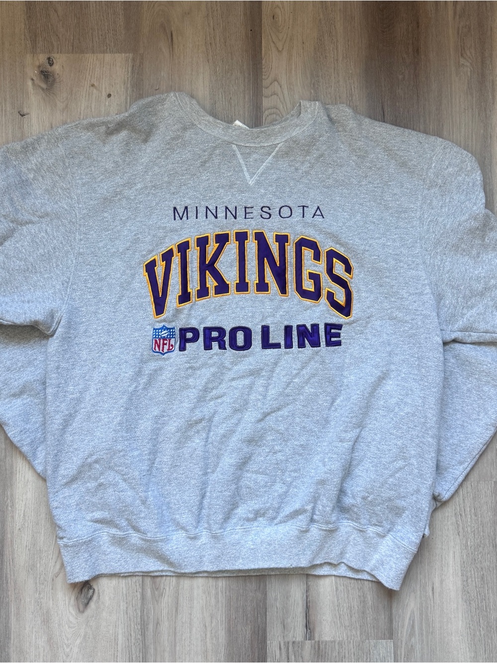 VTG 90's Authentic NFL MINNESOTA VIKINGS PRO LINE Champion Sweatshirt Gray XL